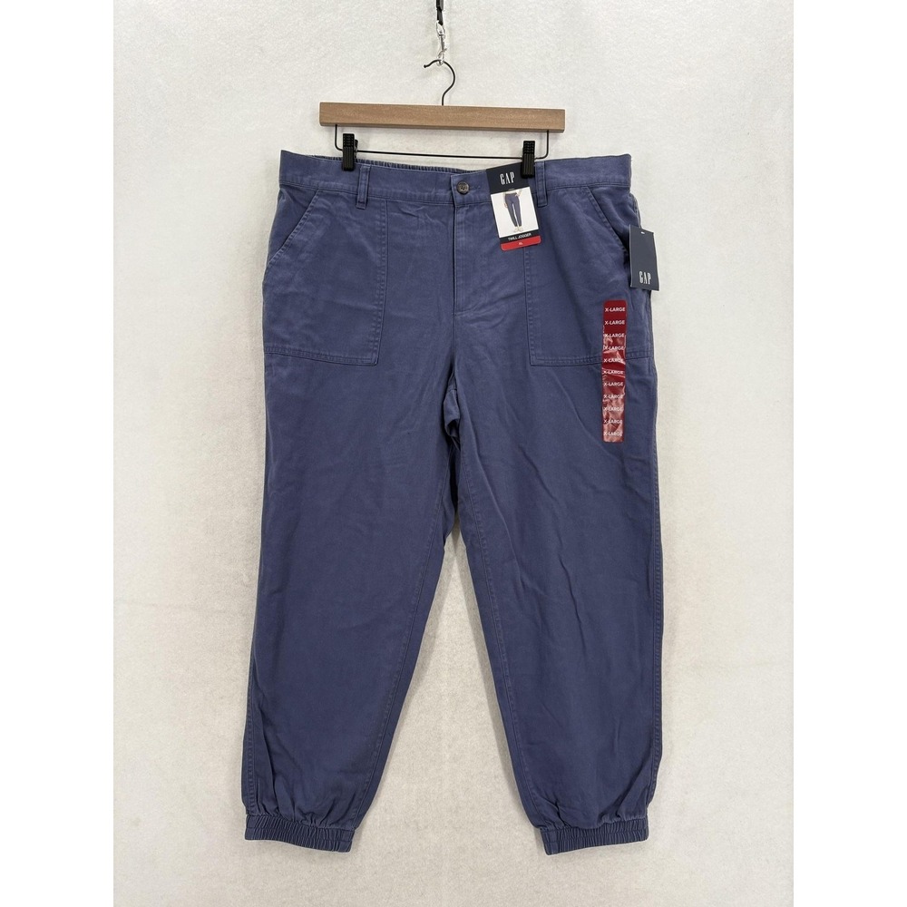 Gap Twill Jogger Pants Womens XL Blue Indigo Elastic Waist Cuffed Casual Travel